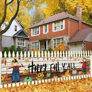 Fall Season 'Happy Fall Y'all' Party Banner - Outdoor Thanksgiving Decor